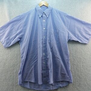 Vintage Gitman Bros Blue Gingham Check Button Down Short Sleeve Men's Shirt USA